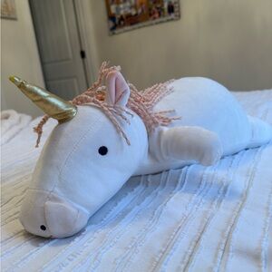target White and Gold Unicorn weighted stuffed animal